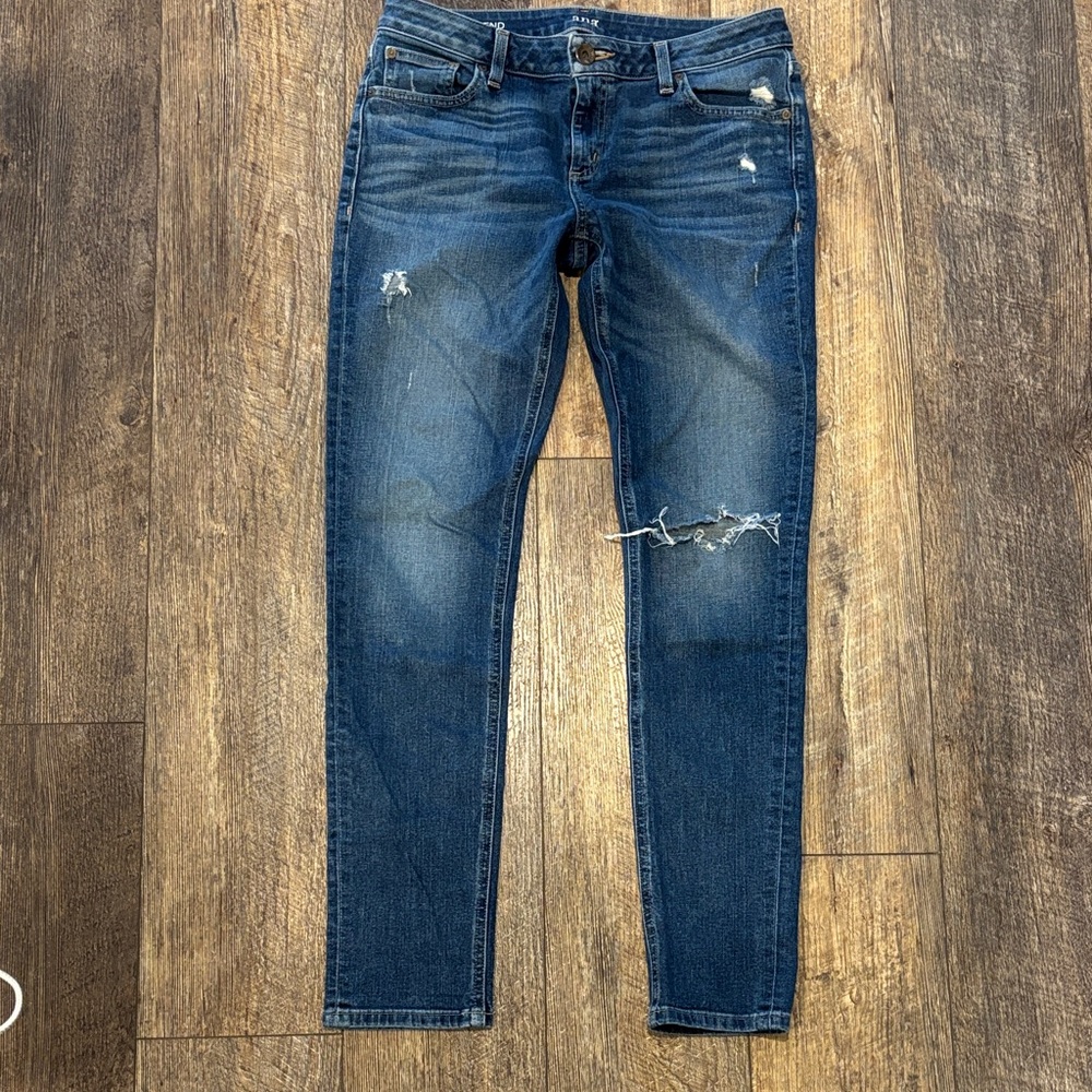a.n.a Women's EUC Distressed Dark Blue Boyfriend Jeans